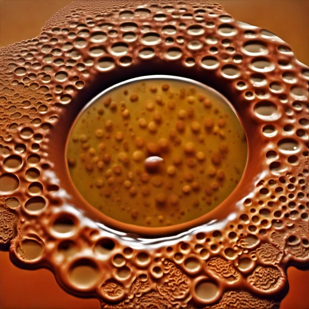 E. Coli Bacteria with Apples in Impressionist Style