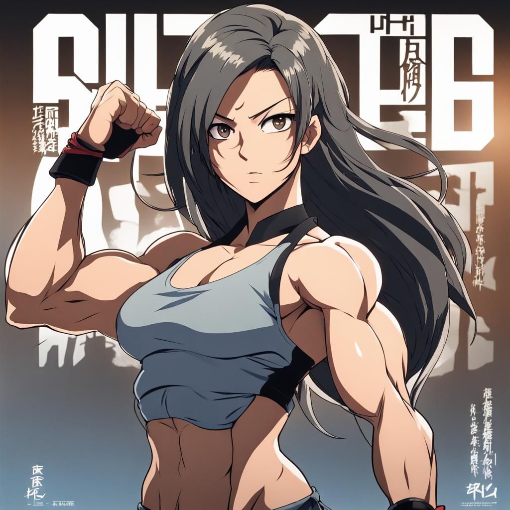 Powerful Athletic Woman in Anime Style