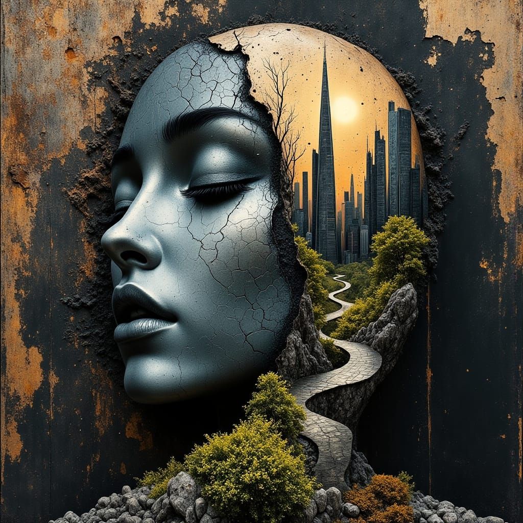 cracked mystery - sculpture