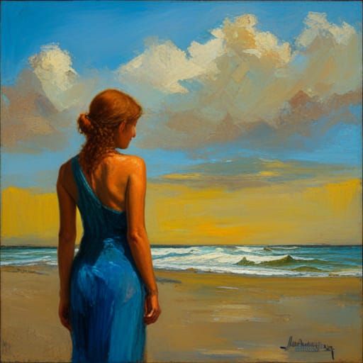 Dramatic Sun Obscured by Clouds: Oil Painting