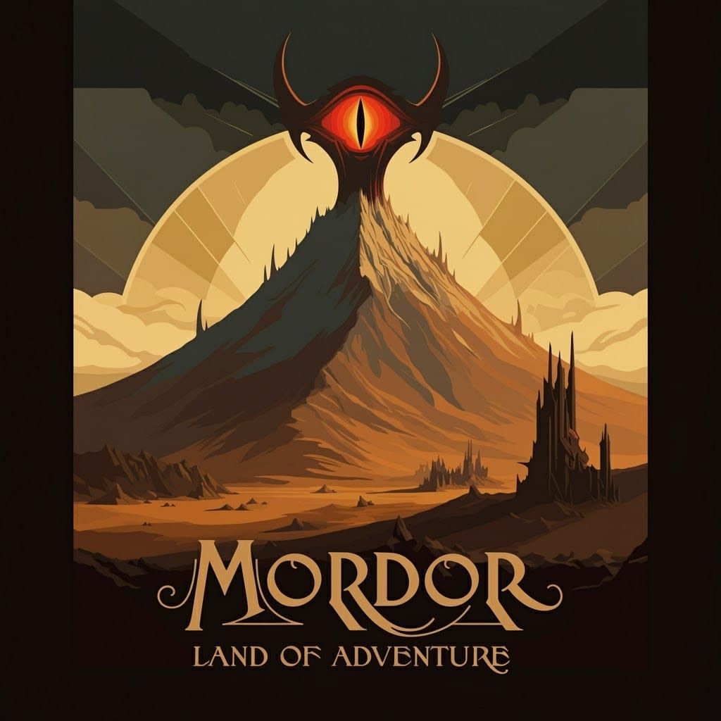 Mordor Travel Poster in Art Deco Style