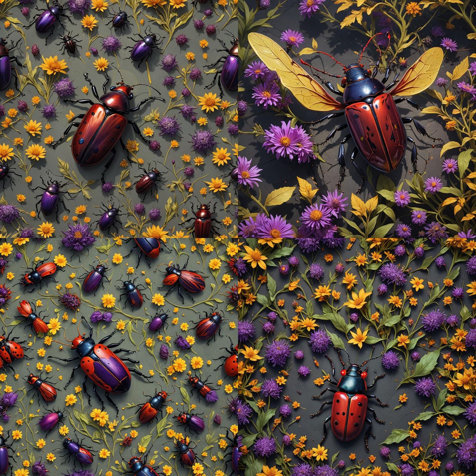 Hyperdetailed Red Milkweed Beetle in Dark Fantasy Style