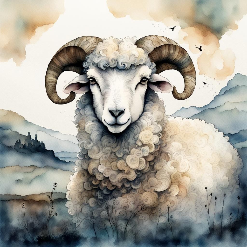 Watercolor Renegade Sheep Poster Art