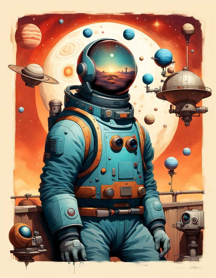 Friends Stargazing: Sci-Fi Observatory in Digital Art