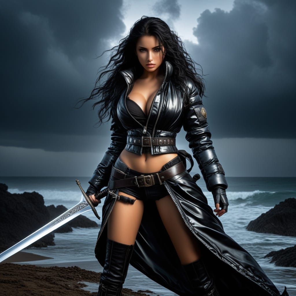 Ethereal Warrior in Vibrant, Hyperrealistic Art