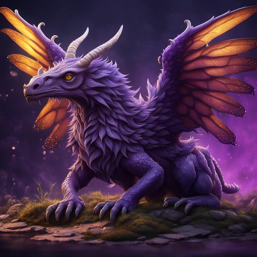 Purple Fantasy Animal Hybrids: Detailed Concept Art
