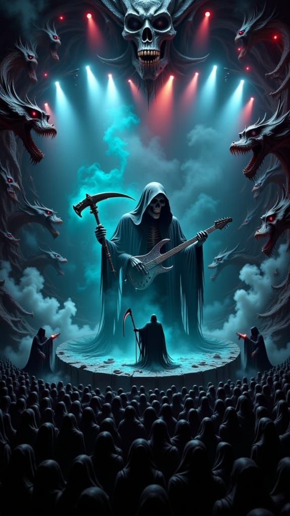 Grim Reaper Riff Master Leads Hellfire Band in Epic Underwor...