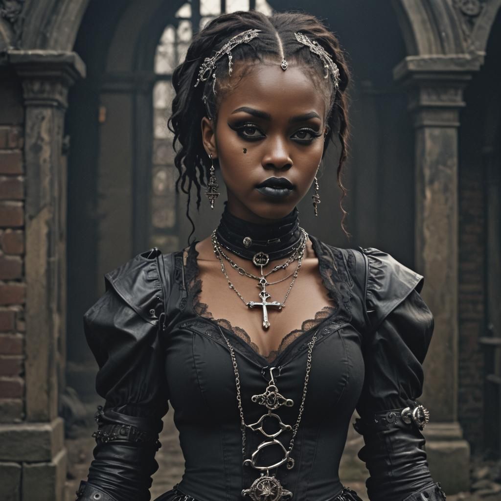 Gothic African Woman with Punk Hairstyle