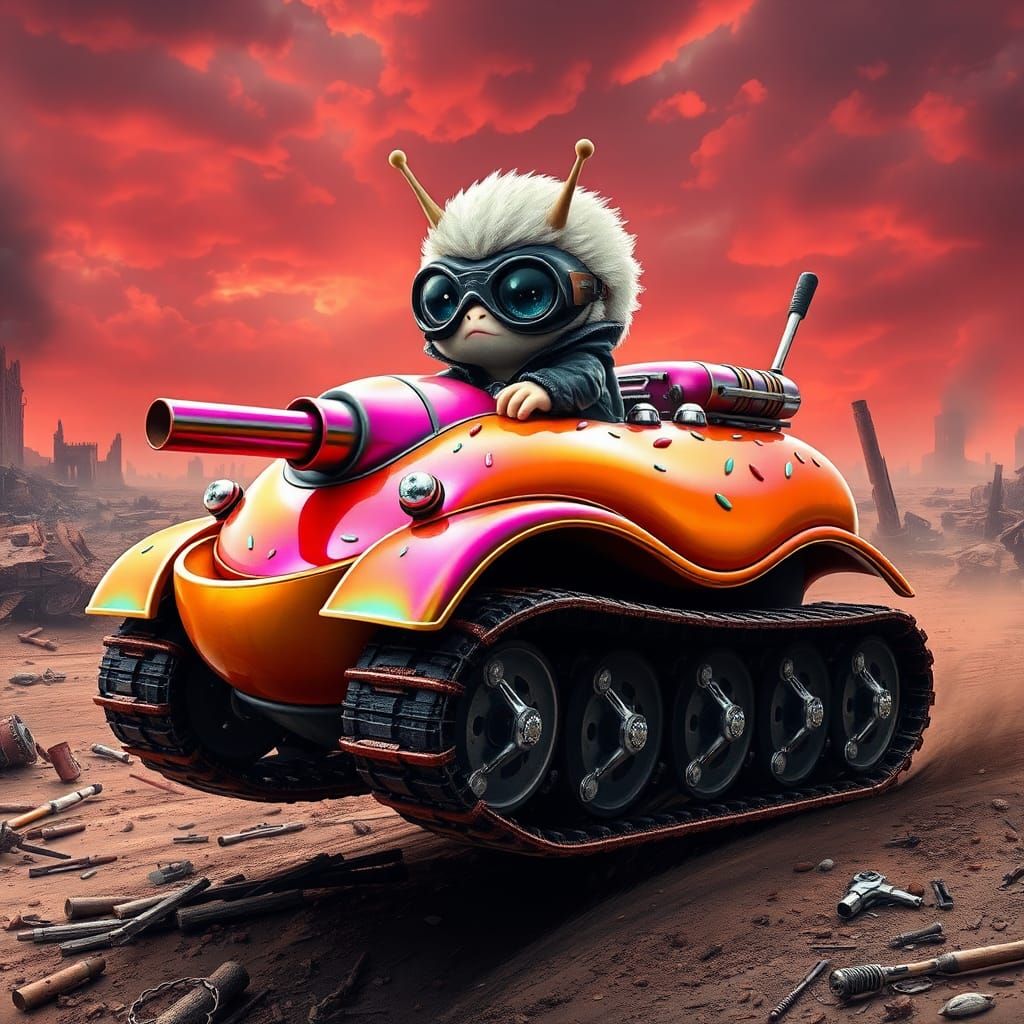 Chibi Snail Alien Races Donut Tank in Wasteland