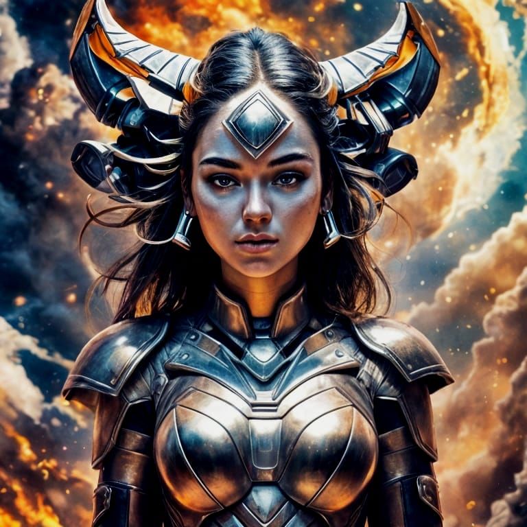 Epic Sci-Fi Warrior Woman in Power Armor