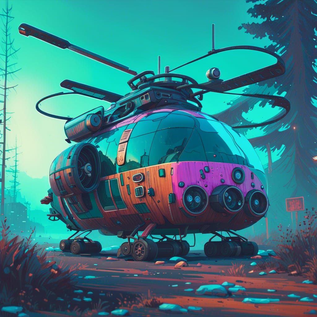 Biopunk Helicopter Car Concept Art in 8K