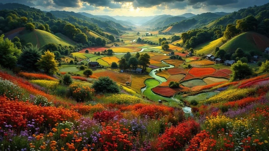 Vibrant Vietnam Landscape: Red Incense Fields & Emerald Tea ...