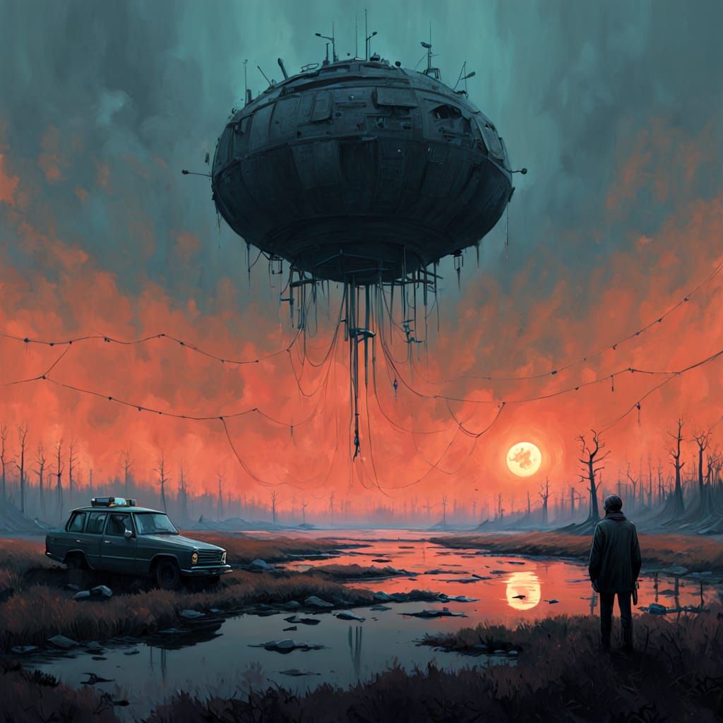 Dark Figure in Void, Surrealist Dreamscape