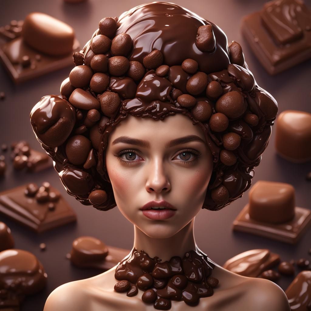 Girl with Chocolate Imagery in Detailed Matte Painting
