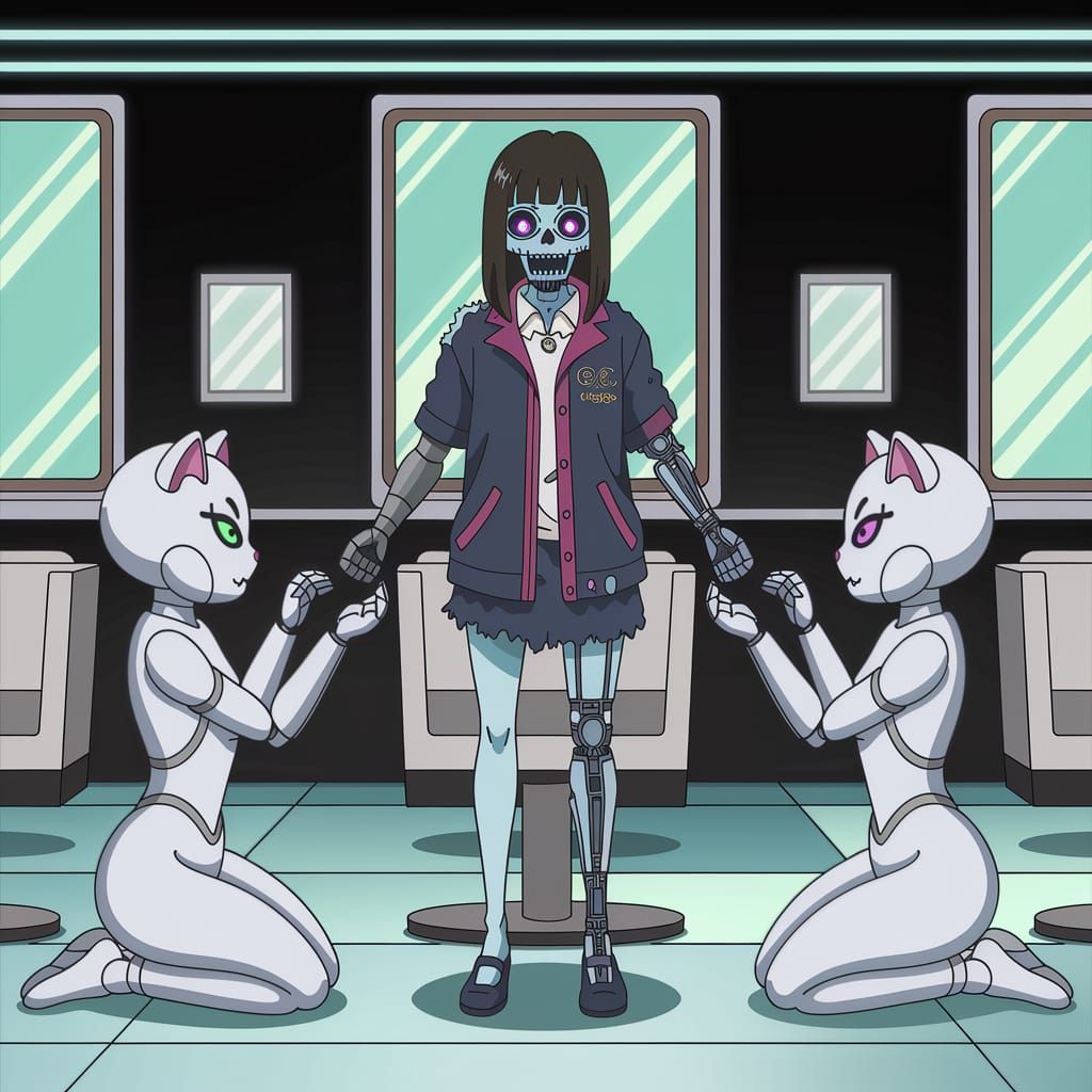 Cyborg Zombie Transformation in Anime Style