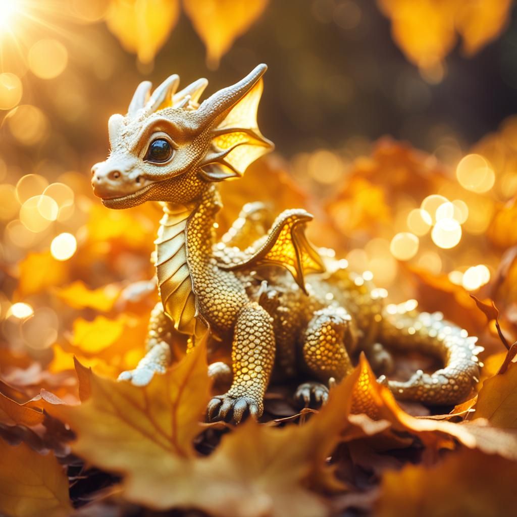 Baby Dragon in Autumnal Light: Magical Realism