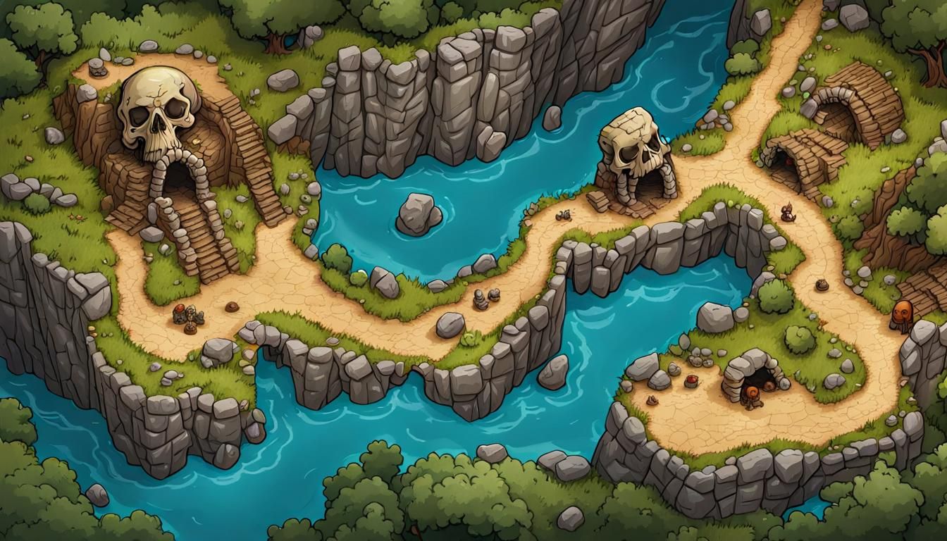 Skull Cave Entrance on a D&D RPG Map