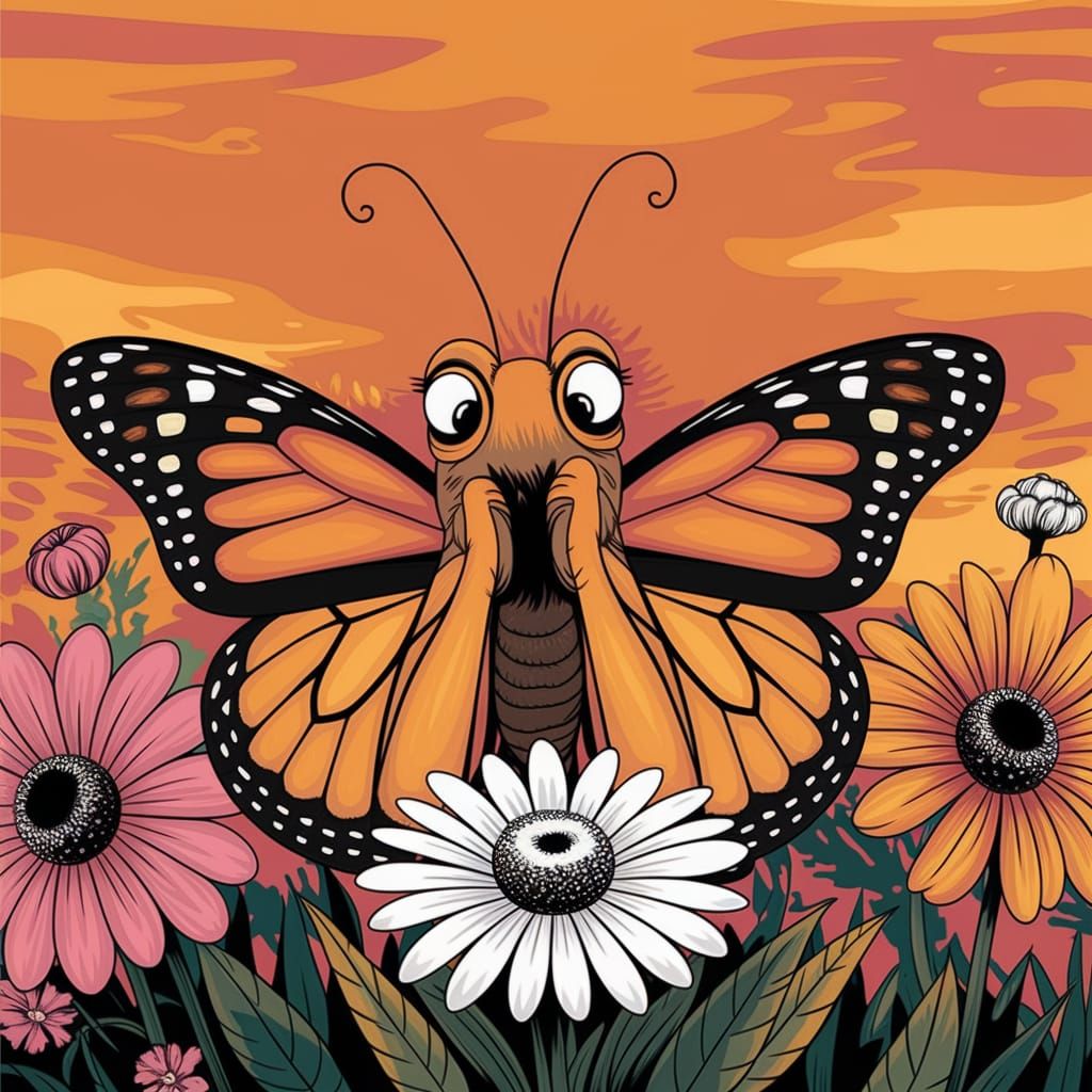 a confused monarch butterfly - Where’s the color?