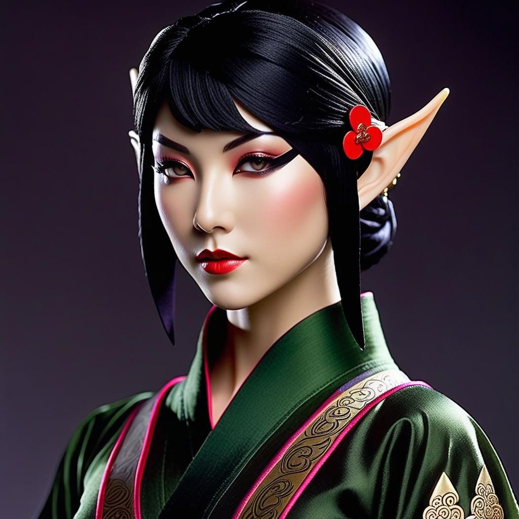 Elven Kunoichi with Heart Locket, Matte Painting