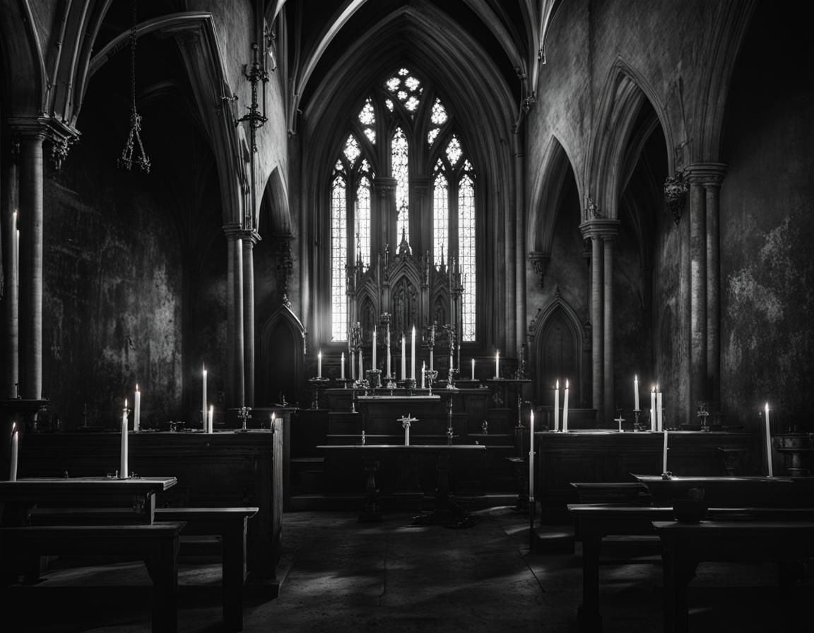 Gothic Cathedral: Light and Shadow in Monochrome