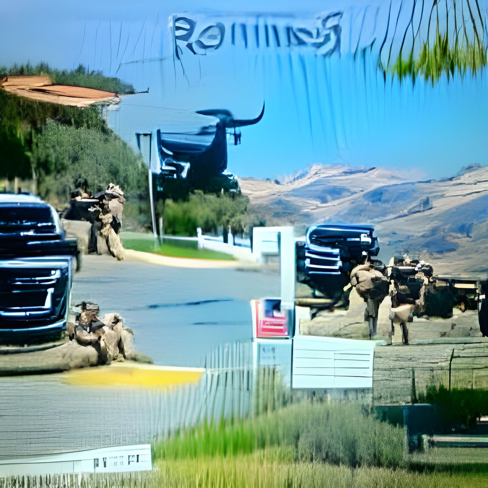 US Marines Secure Location with Black Trucks and Helicopters