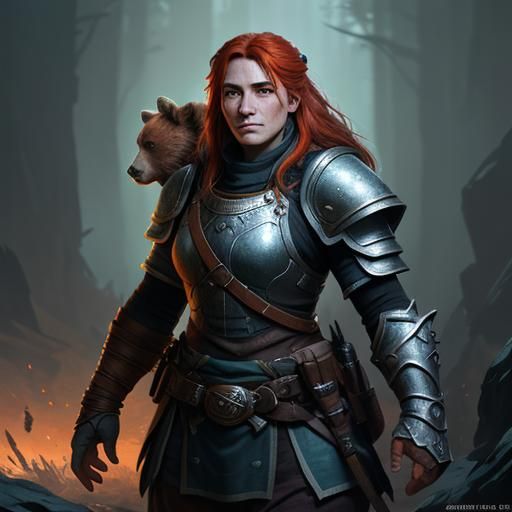 Dwarf Warrior and Bear Companion in Dynamic Combat