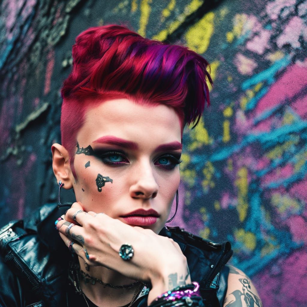 Red-Haired Éva Biersack in Cyberpunk Neon Noir