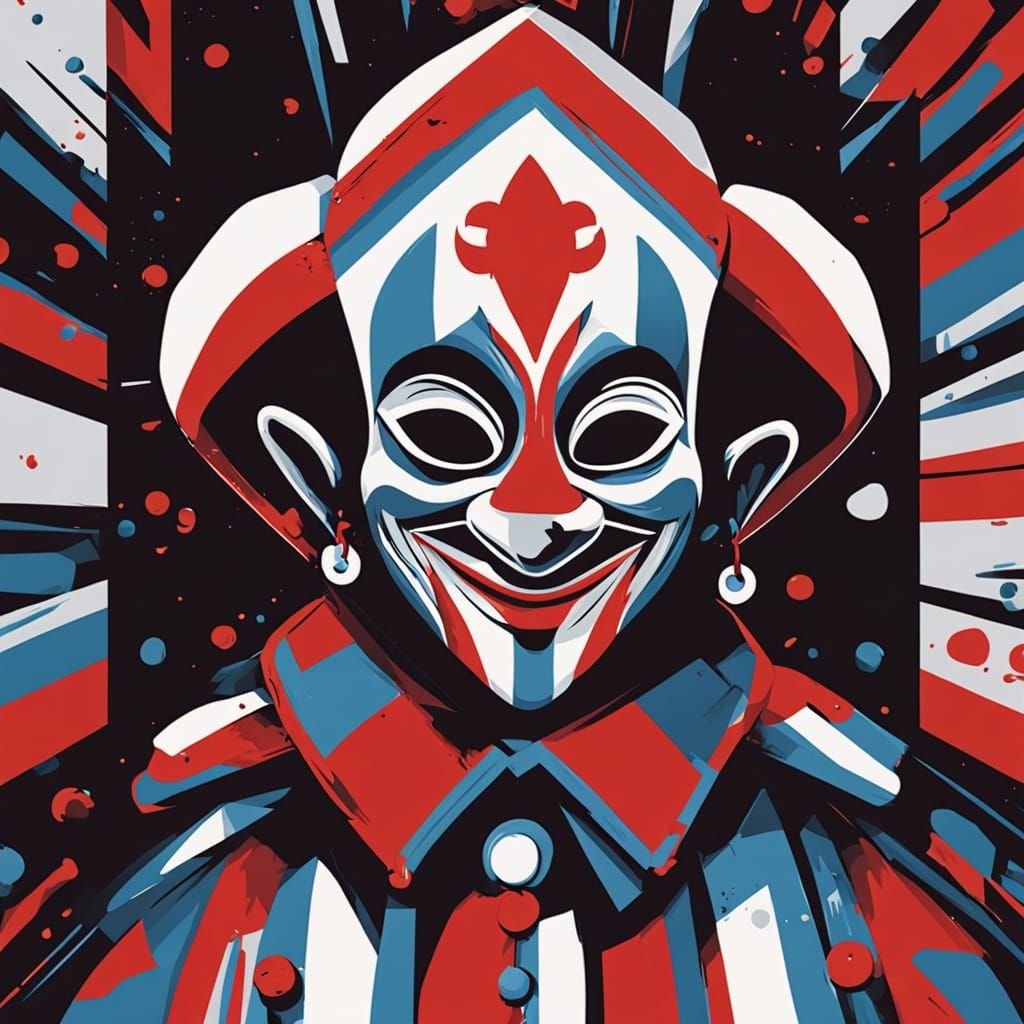 Scary Venetian Jester Masquerade in Hyperrealistic Style