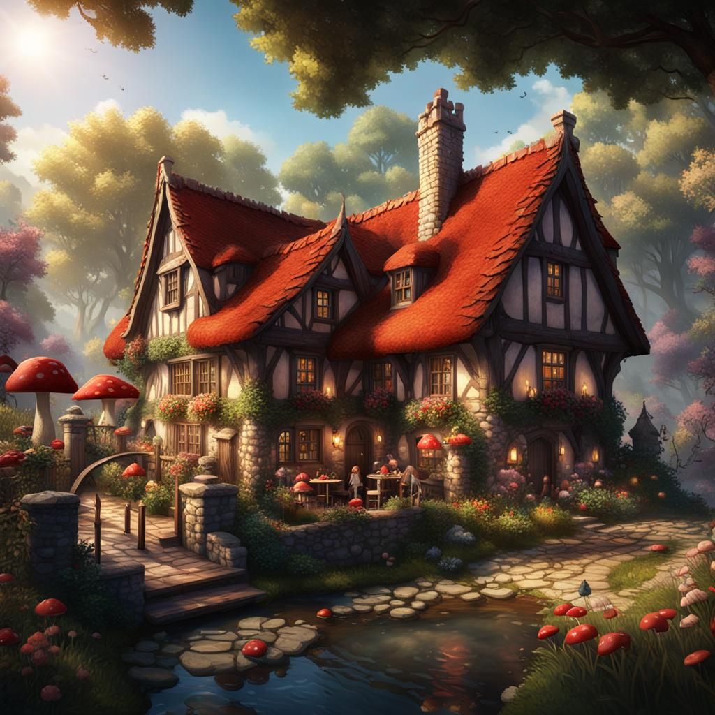 Enchanting Gothic Cottagecore Restaurant in Sunlight