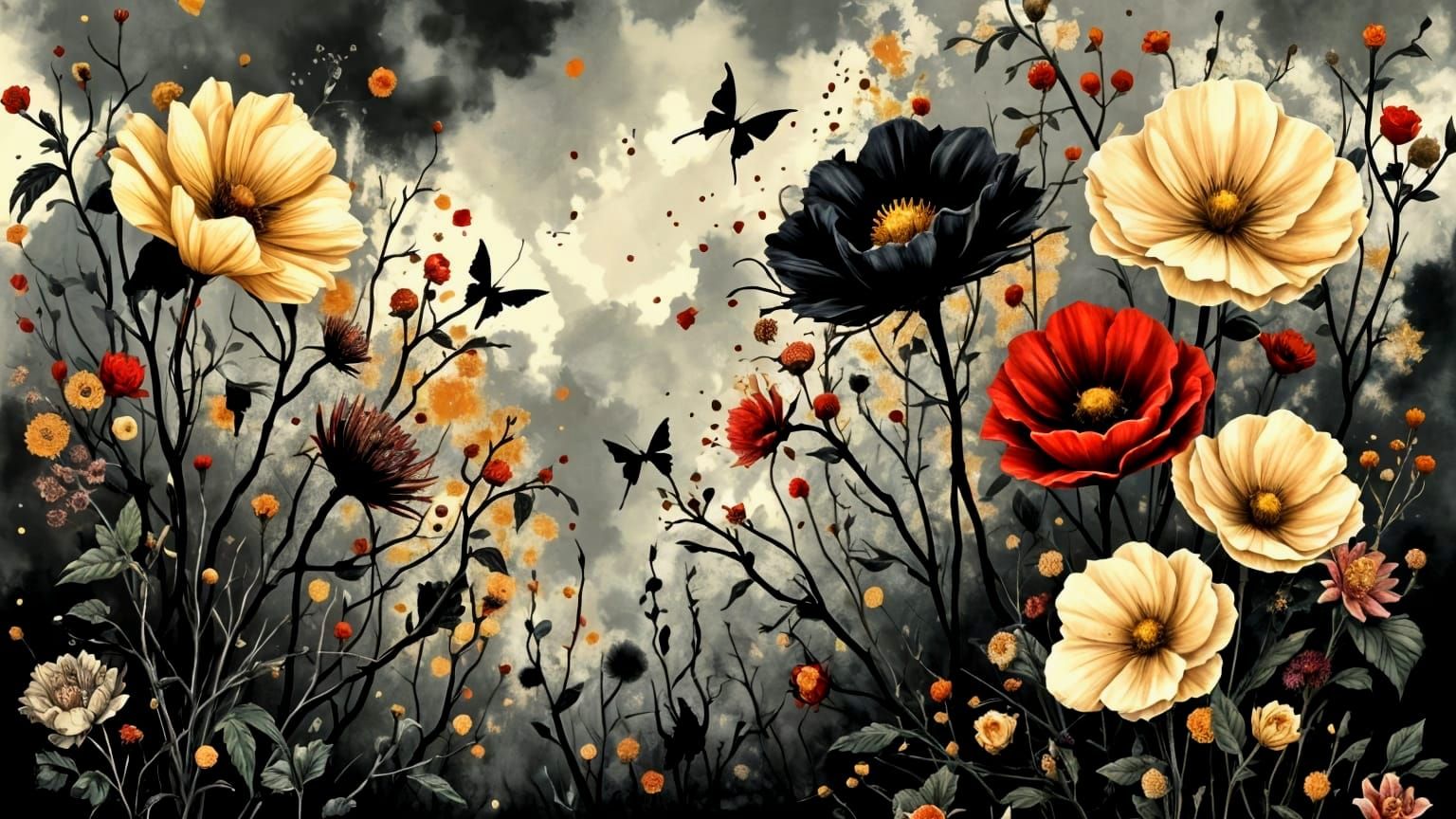 Gothic Garden Illustration in Watercolor Style