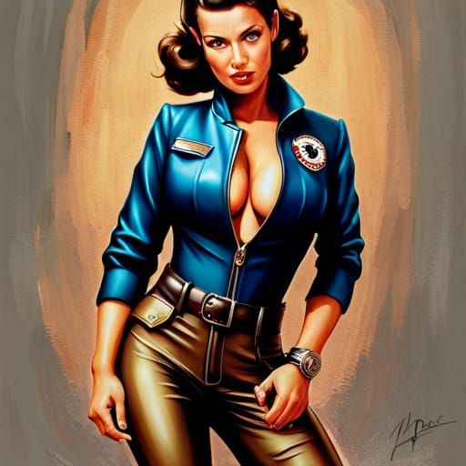 Hyperrealistic Bomber Girl Pinup Poster Art