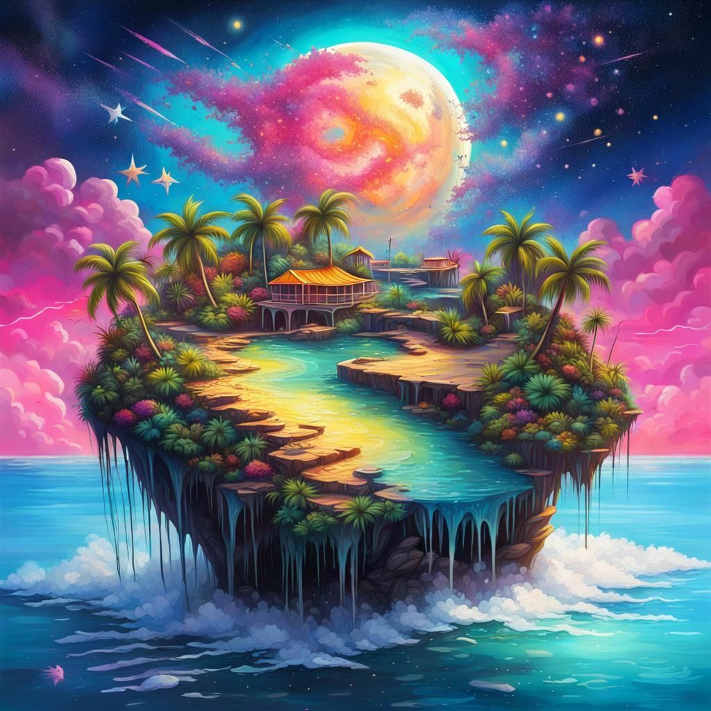 Paradise Island in Starry Sea: Graffiti Art