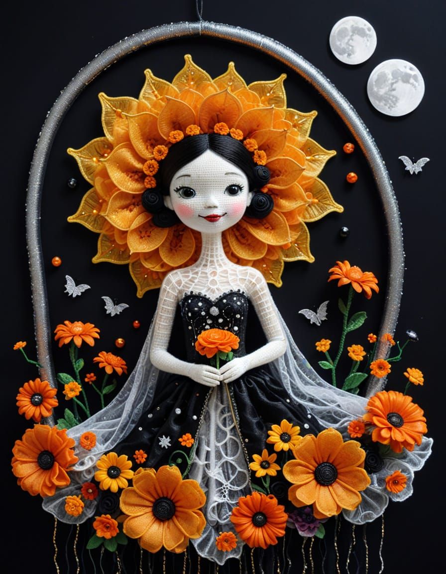 Klimt-Inspired Crochet City in Giant Flower Petals