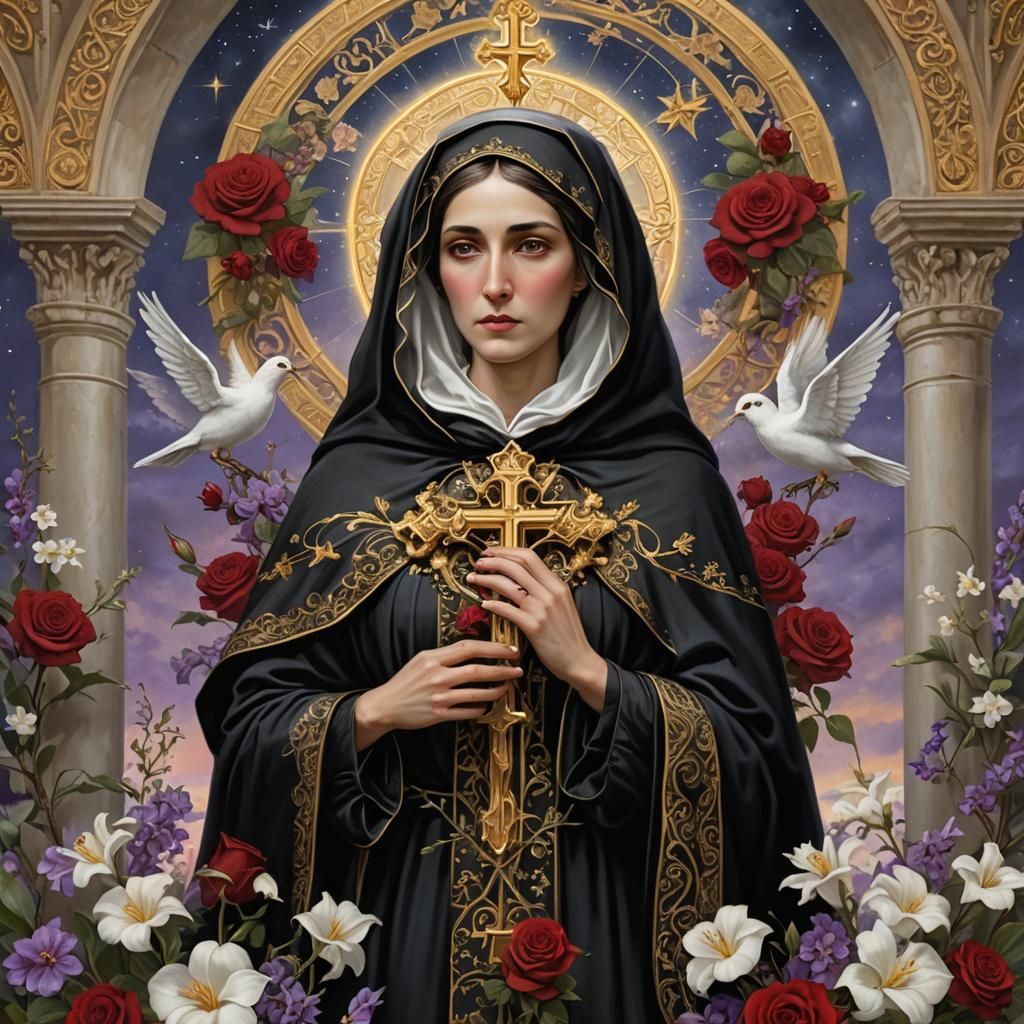 Saint Rita of Cascia in a Heavenly Scene