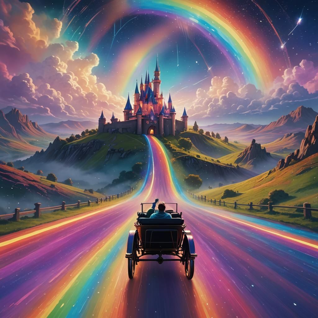 Rainbow Road to Distant Castle: Astral Illustration