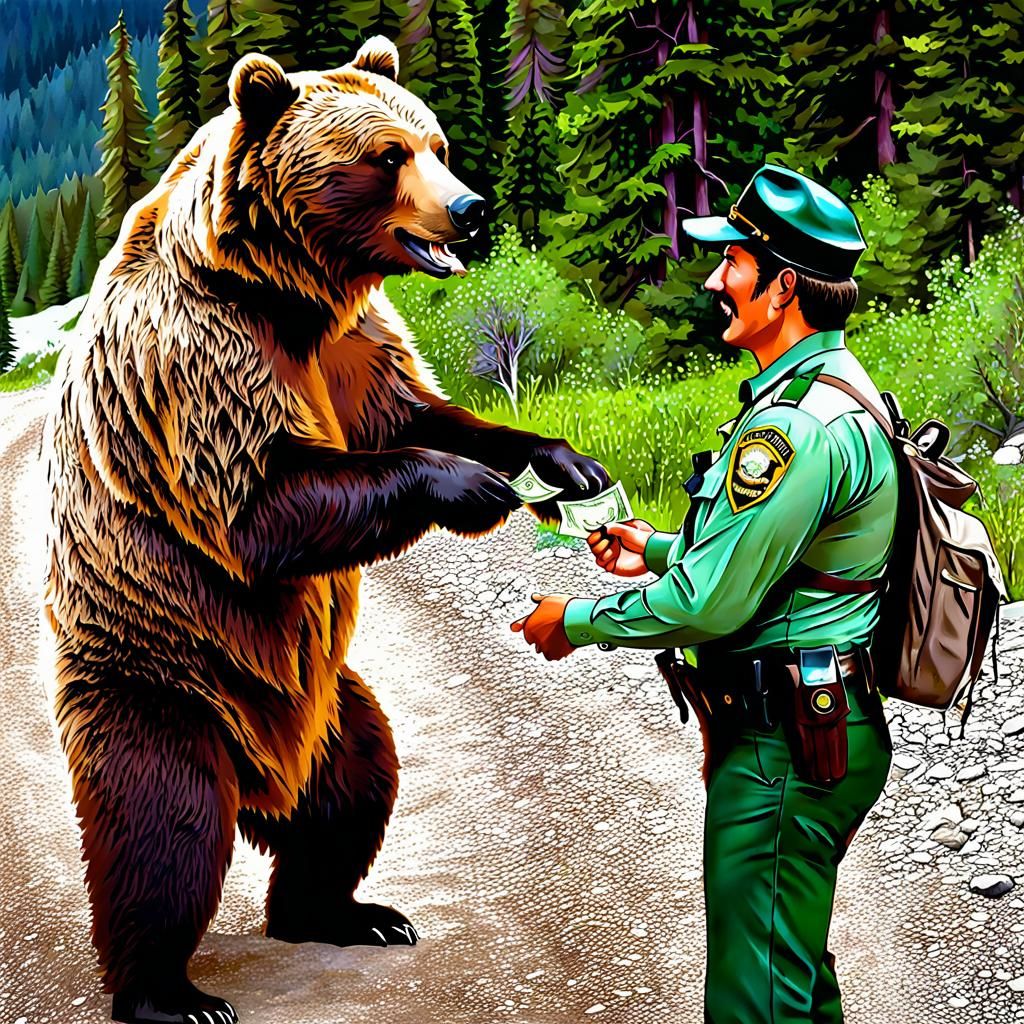 Grizzly Bear Bribes Park Ranger: An AI Interpretation