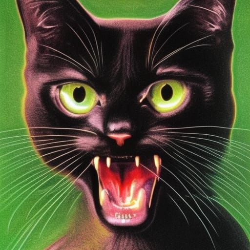 Black Cat in 1970s Giallo Horror Style