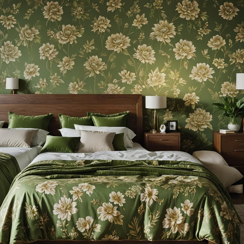 Elegant Modern Bedroom with Floral Bedspread