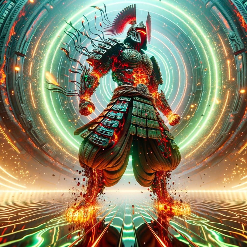 Hyper-Realistic Warrior in Futuristic Armor