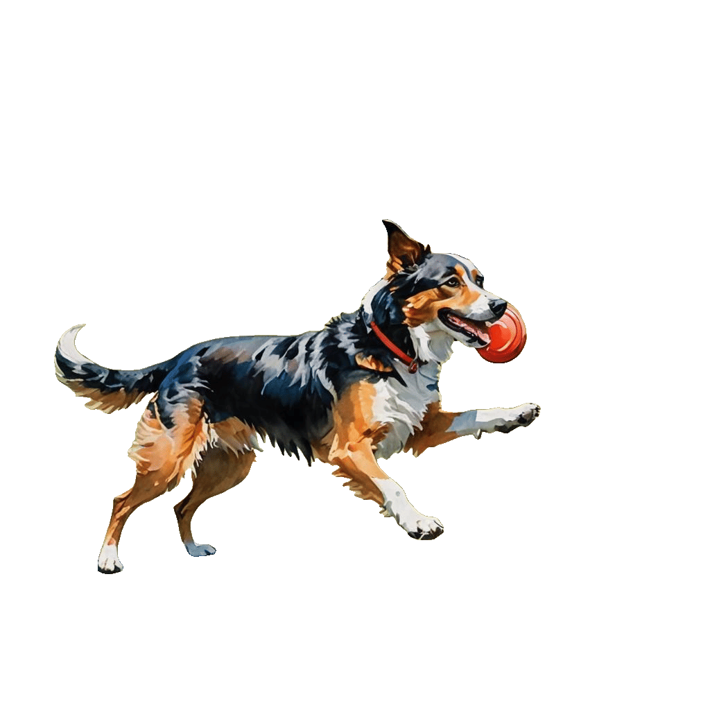 Boy and Dog Playing Frisbee in Gouache Style