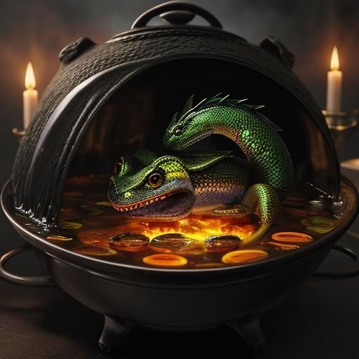 Dramatic Witch's Cauldron in Digital Matte Painting Style