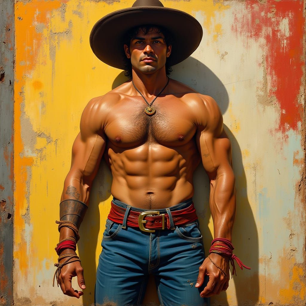 Vibrant Mexican Cowboy in Powerful Form