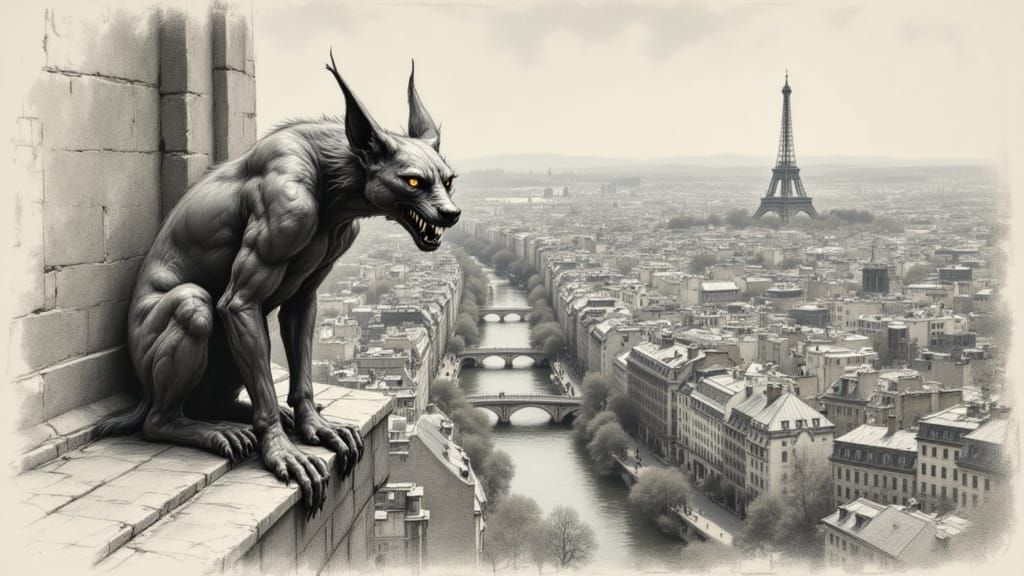 Gothic Parisian Gargoyle Guardian in Timeless Splendor
