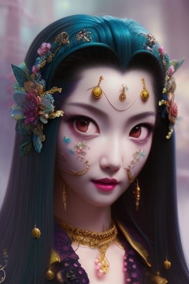 Candypunk Steampunk Cupcake Portrait in Digital Art