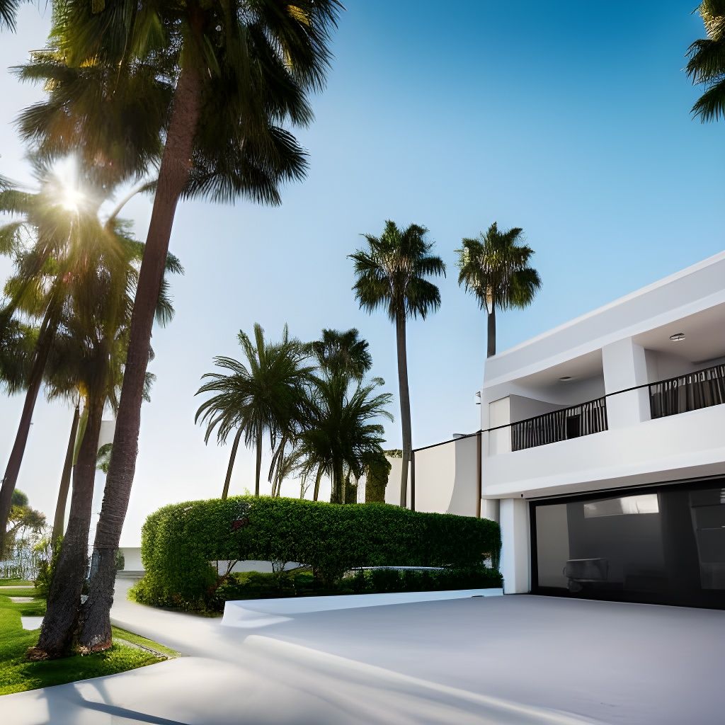 Luxury Apartment with Palm Trees at Sunset