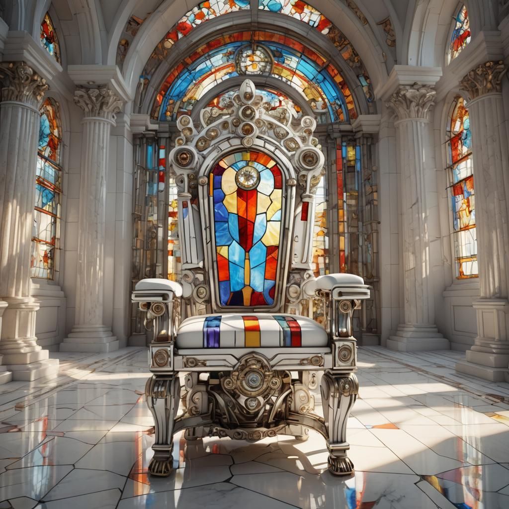 Mechanical Stained Glass Chair in Steampunk Style