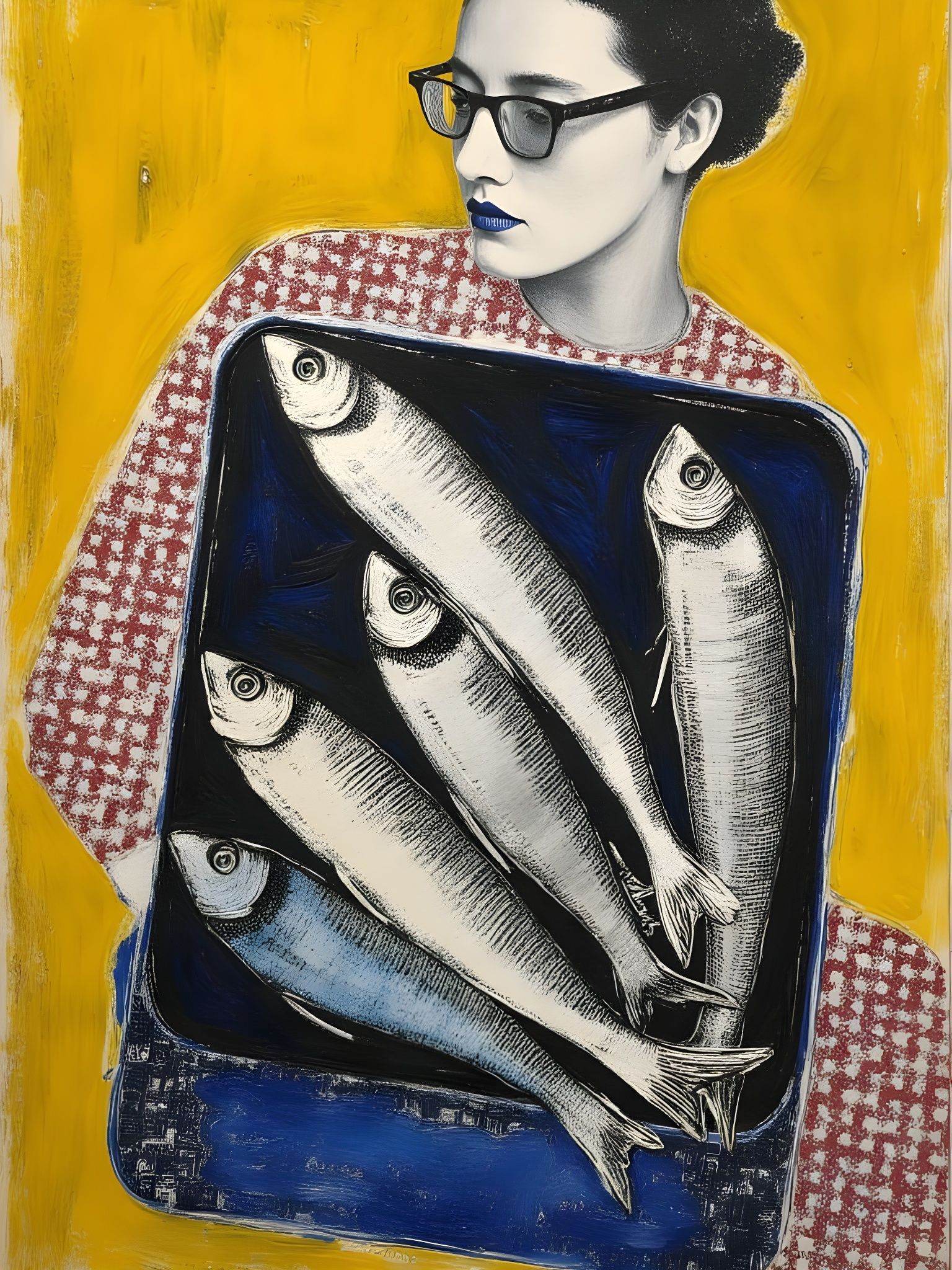 Sardines in a Tin: Encaustic Mixed Media Collage