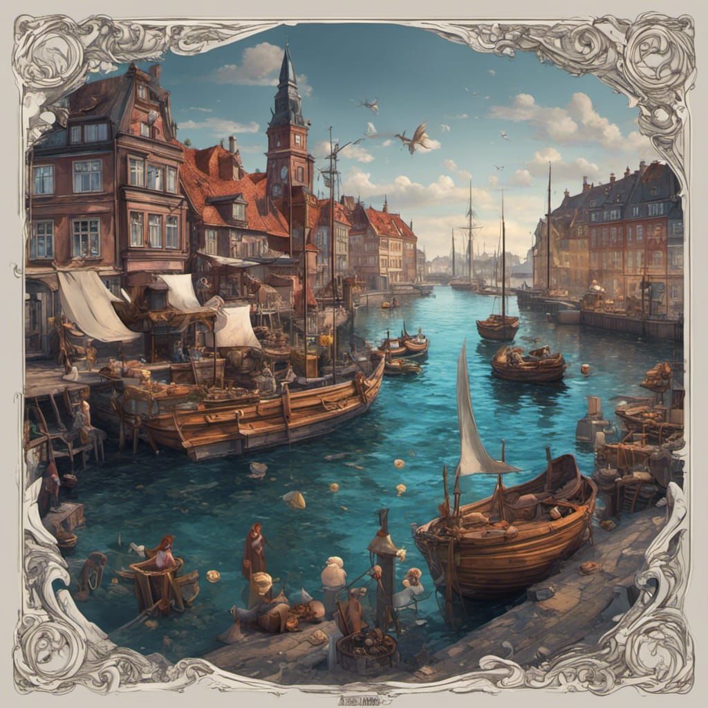 The Little Mermaid of Copenhagen in Cartoon Style