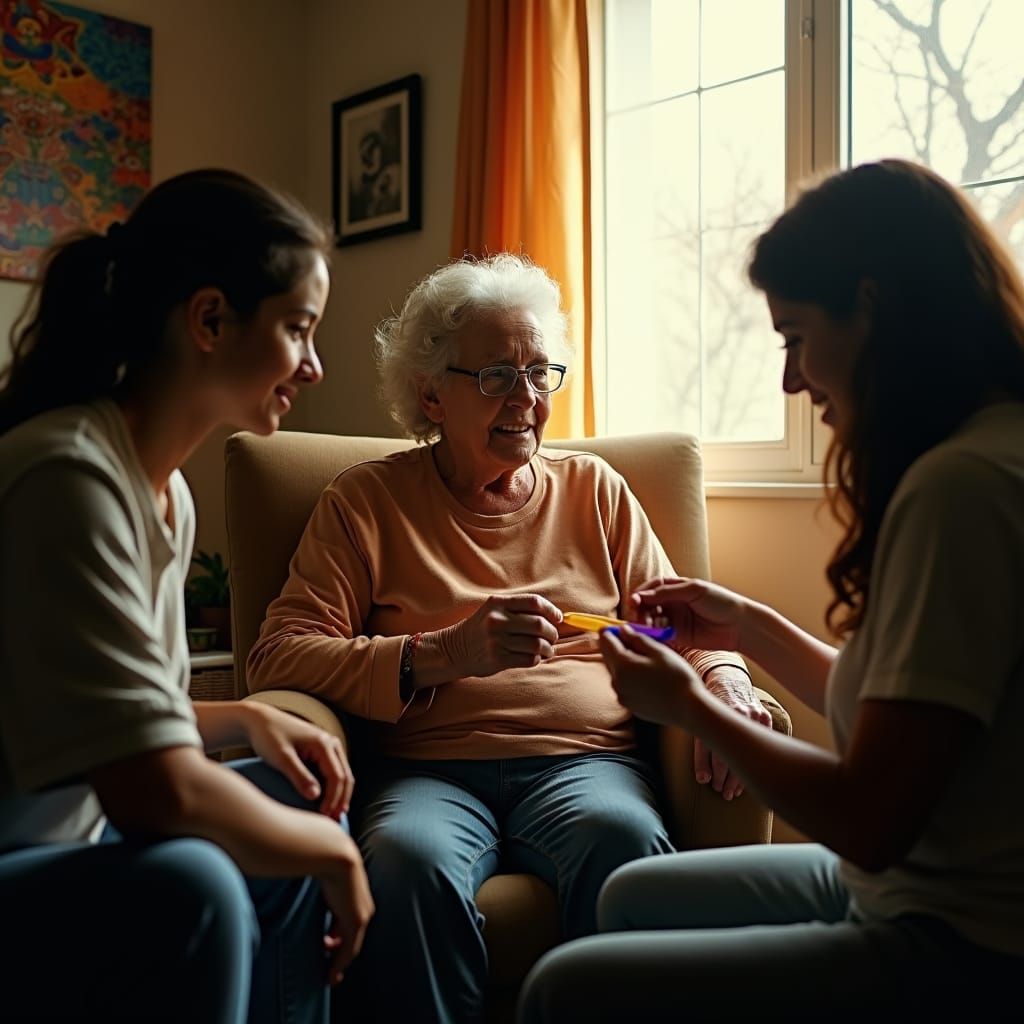 Heartwarming Portrait: Elderly Patient's Glucose Test
