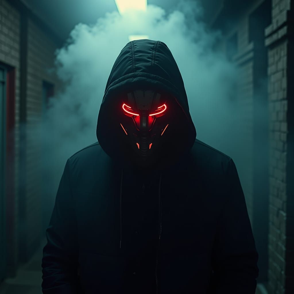 Film Noir Hacker in LED Mask